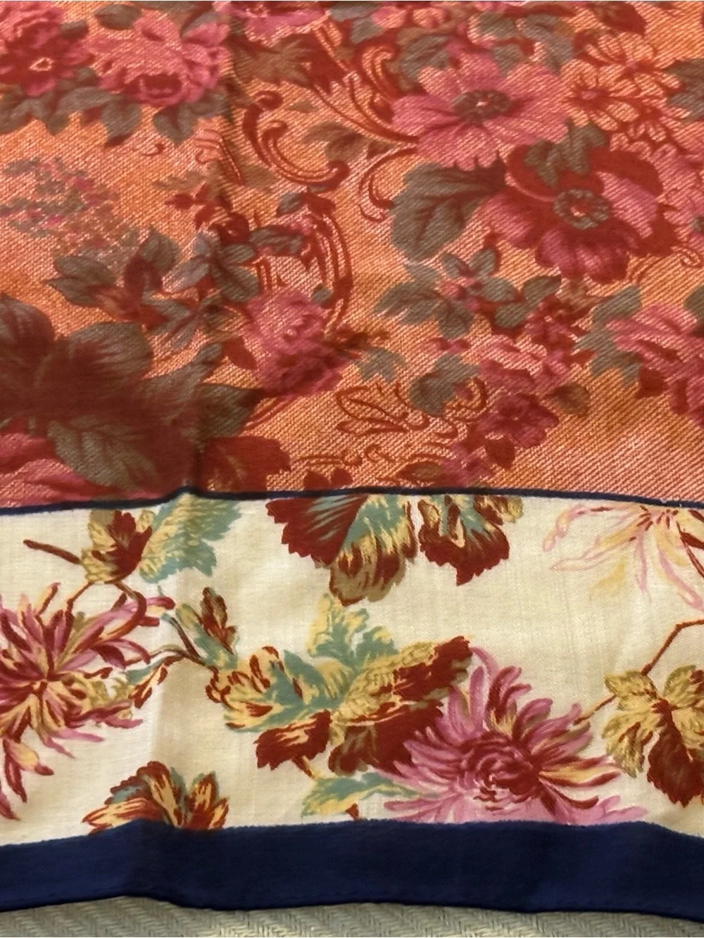 Vintage 100% virgin wool hand printed scarf made in Japan RN 34191 mid century.